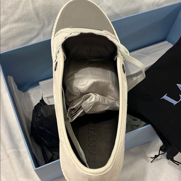 Lanvin Cream and Gray Cap-Toe suede Sneakers - Picture 5 of 5